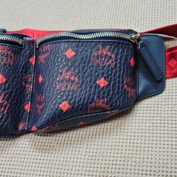 MCM Fursten Visetos Belt Bag Navy Red Coated Canvas Waist Pack MUL9AJV62VS001 - Picture 12 of 16